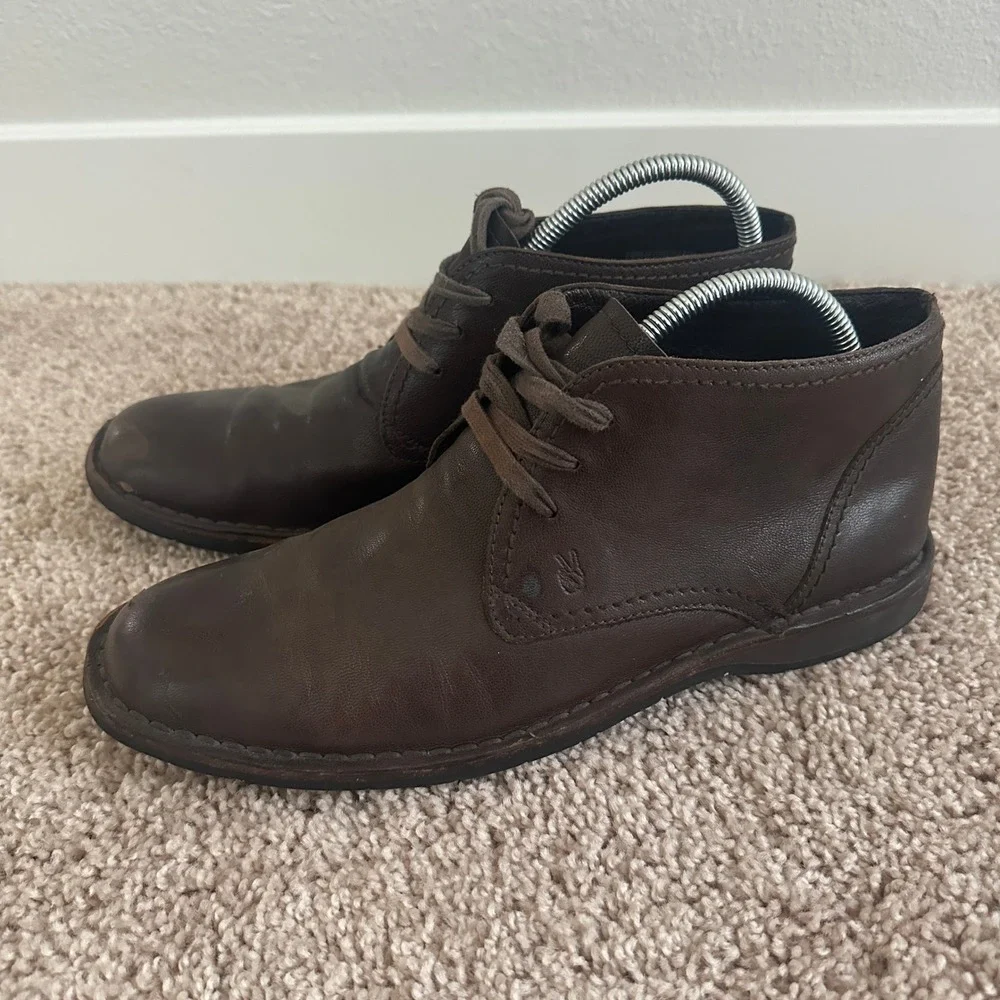 John Varvatos Chukka Boots Mens 9.5 Brown Leather Lace Up F505K48 Q683
